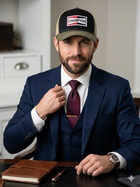 CHAMPION Patched Black/Vegas Gold Mesh Snapback Trucker Hat